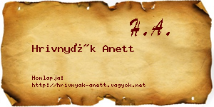 Hrivnyák Anett névjegykártya